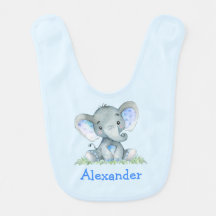 水彩ベビー象オングリーナリーブルー