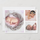 水彩ベビー象ガール誕生のお知らせ 招待状 (裏面)