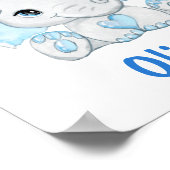 水彩ベビー象ブルーボーイ子供部屋ポスター ポスター (角)