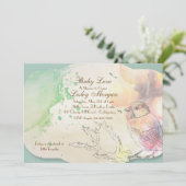 水彩ベビー鳥のベビーシャワー招待状 招待状 (スタンド正面)