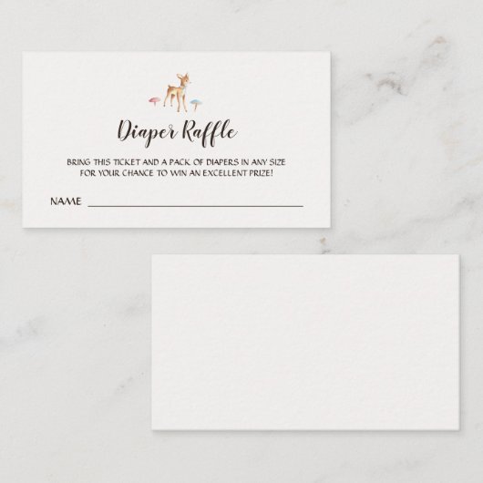 水彩ベビー鹿きのこオムツラッフル エンクロージャーカード (正面/裏面)