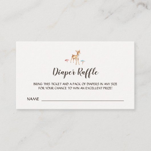 水彩ベビー鹿きのこオムツラッフル エンクロージャーカード (正面)