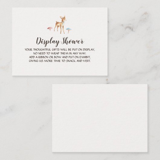水彩ベビー鹿きのこ類ディスプレイシャワー エンクロージャーカード (正面/裏面)