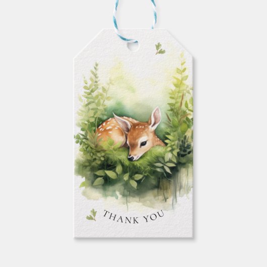 水彩ベビー鹿ベビーシャワー ギフトタグ (正面)