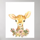 水彩ベビー鹿子供部屋ポスター ポスター (正面)