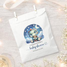 水彩ベビーdinoとテディベア赤ちゃんシャワー フェイバーバッグ