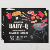 水彩ベビーQパーティーベビーシャワー 招待状 (正面/裏面)