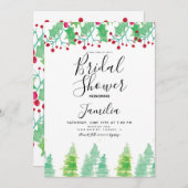 水彩ベリーと木の絵を描ブライダルシャワー 招待状 (正面/裏面)