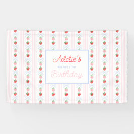 水彩ベリーの最初の誕生日イチゴ 横断幕