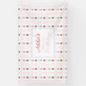 水彩ベリーの最初の誕生日イチゴ 横断幕 (縦)