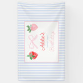 水彩ベリーの最初の誕生日イチゴ 横断幕 (縦)