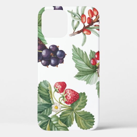 水彩ベリーイラストレーションシームレスパターン Case-Mate iPhoneケース (裏面)