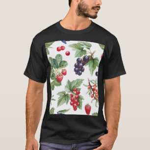 水彩ベリーイラストレーションシームレスパターン Tシャツ
