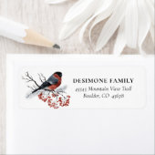 水彩ベリーウィンターバード差出人住所 ラベル (インサイチュ)