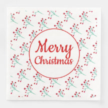 水彩ベリークリスマスナプキン