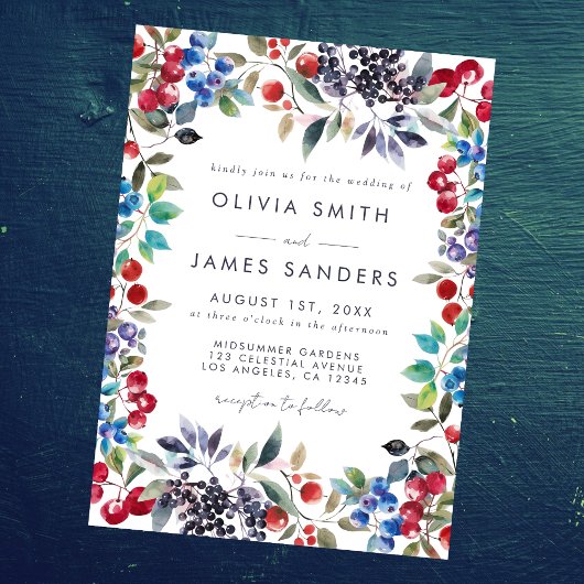 水彩ベリーサマー結婚ズ 招待状