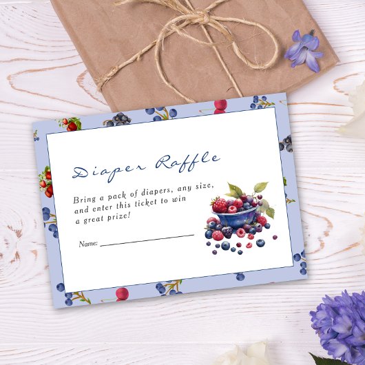 水彩ベリースイートブルーベリーベビーシャワー エンクロージャーカード