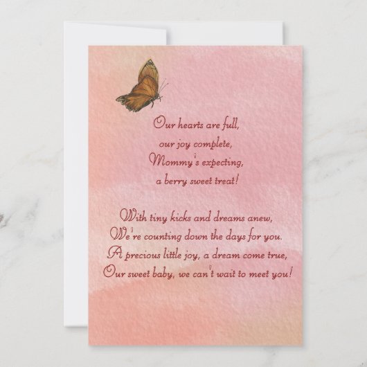 水彩ベリースイートベビーガールベビーシャワー 招待状 (裏面)