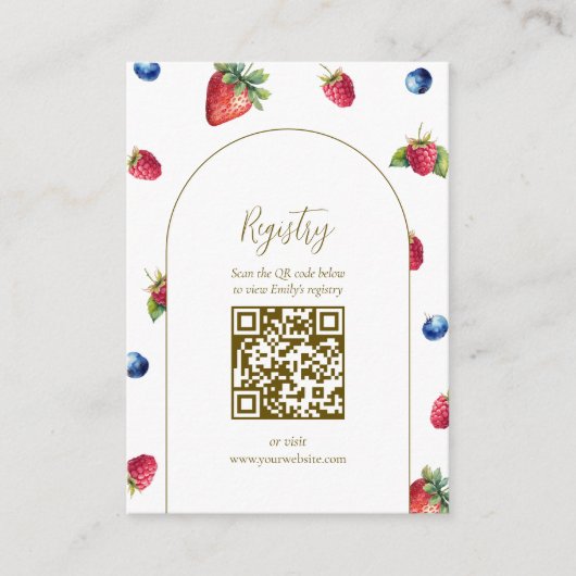 水彩ベリースイートベビーシャワーレジストリ エンクロージャーカード (正面)