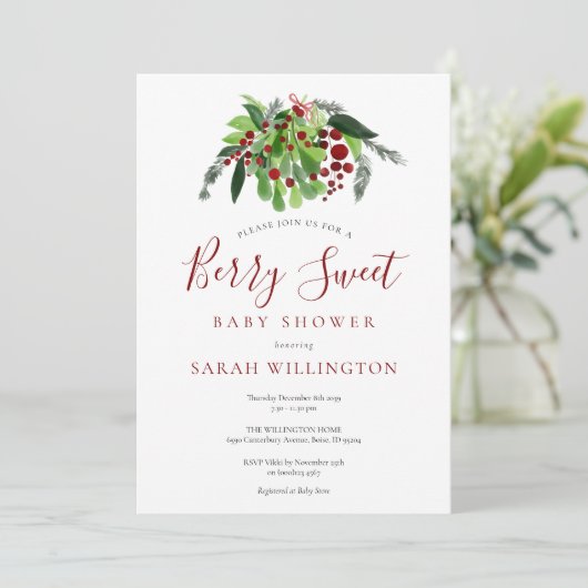 水彩ベリースイートベビーシャワー 招待状 (スタンド正面)