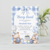 水彩ベリースウィート1st誕生日パーティー写真 招待状 (スタンド正面)