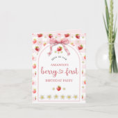 水彩ベリーファーストストロベリー誕生日 招待状 (正面)