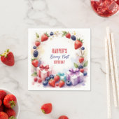 水彩ベリーファースト誕生日イチゴパーティー- スタンダードカクテルナプキン (インサイチュ)