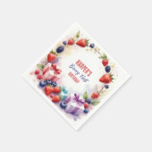 水彩ベリーファースト誕生日イチゴパーティー- スタンダードカクテルナプキン (角)