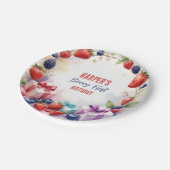 水彩ベリーファースト誕生日イチゴパーティー- ペーパープレート (アングル)