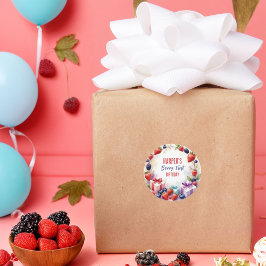 水彩ベリーファースト誕生日イチゴパーティー- ラウンドシール