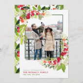 水彩ベリーフレームクリトマスフォトカード (正面/裏面)