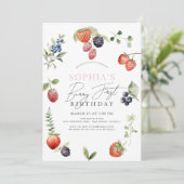 水彩ベリーベリーファースト・ガール1st誕生日 招待状 (スタンド正面)
