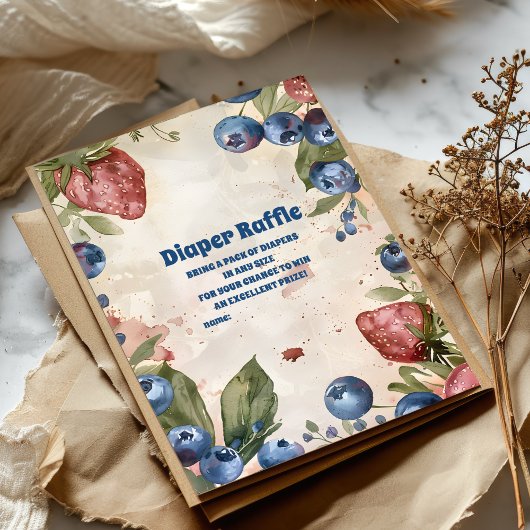 水彩ベリー甘い赤ちゃんシャワーおむつラッフル エンクロージャーカード