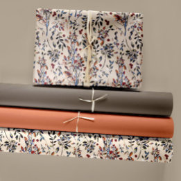 水彩ベリー離れ紅葉ブラウンオレンジ ラッピングペーパーシート