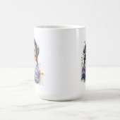 水彩ベルネーゼマウンテンドッグ花付き コーヒーマグカップ (中央)