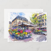 水彩ベルリンマーケットサマーフラワー ポストカード (正面/裏面)