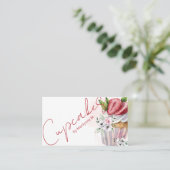 水彩ベーカリーカップケーキビジネスカード 名刺 (スタンド正面)