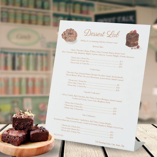 水彩ベーカリースイーツブラウニークッキー価格メニュー 台座サイン