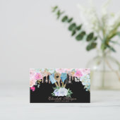 水彩ベーカリーツール花バラ金ゴールド乾燥 名刺 (スタンド正面)