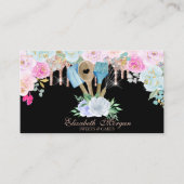 水彩ベーカリーツール花バラ金ゴールド乾燥 名刺 (正面)