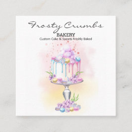 水彩ベーカリーペストリースイーツカップケーキスクーア スクエア名刺