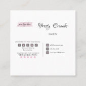 水彩ベーカリーペストリースイーツカップケーキスクーア スクエア名刺 (裏面)