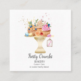 水彩ベーカリーペストリースイーツカップケーキ スクエア名刺