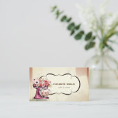 水彩ベーカリーペストリーフローラレッドレトロミキサー 名刺 (スタンド正面)