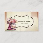 水彩ベーカリーペストリーフローラレッドレトロミキサー 名刺 (正面)