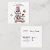 水彩ベーカリーミキサーペストリースイーツケーキ スクエア名刺 (正面/裏面)