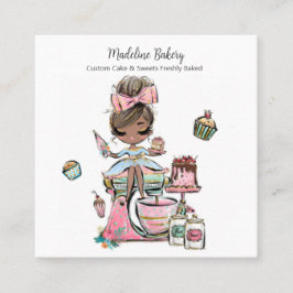 水彩ベーカリーミキサーペストリースイーツケーキ スクエア名刺