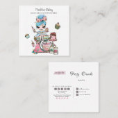 水彩ベーカリーミキサーペストリースイーツケーキ スクエア名刺 (正面/裏面)