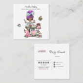 水彩ベーカリーミキサーペストリースイーツケーキ スクエア名刺 (正面/裏面)