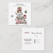 水彩ベーカリーミキサーペストリースイーツケーキ スクエア名刺 (正面/裏面)